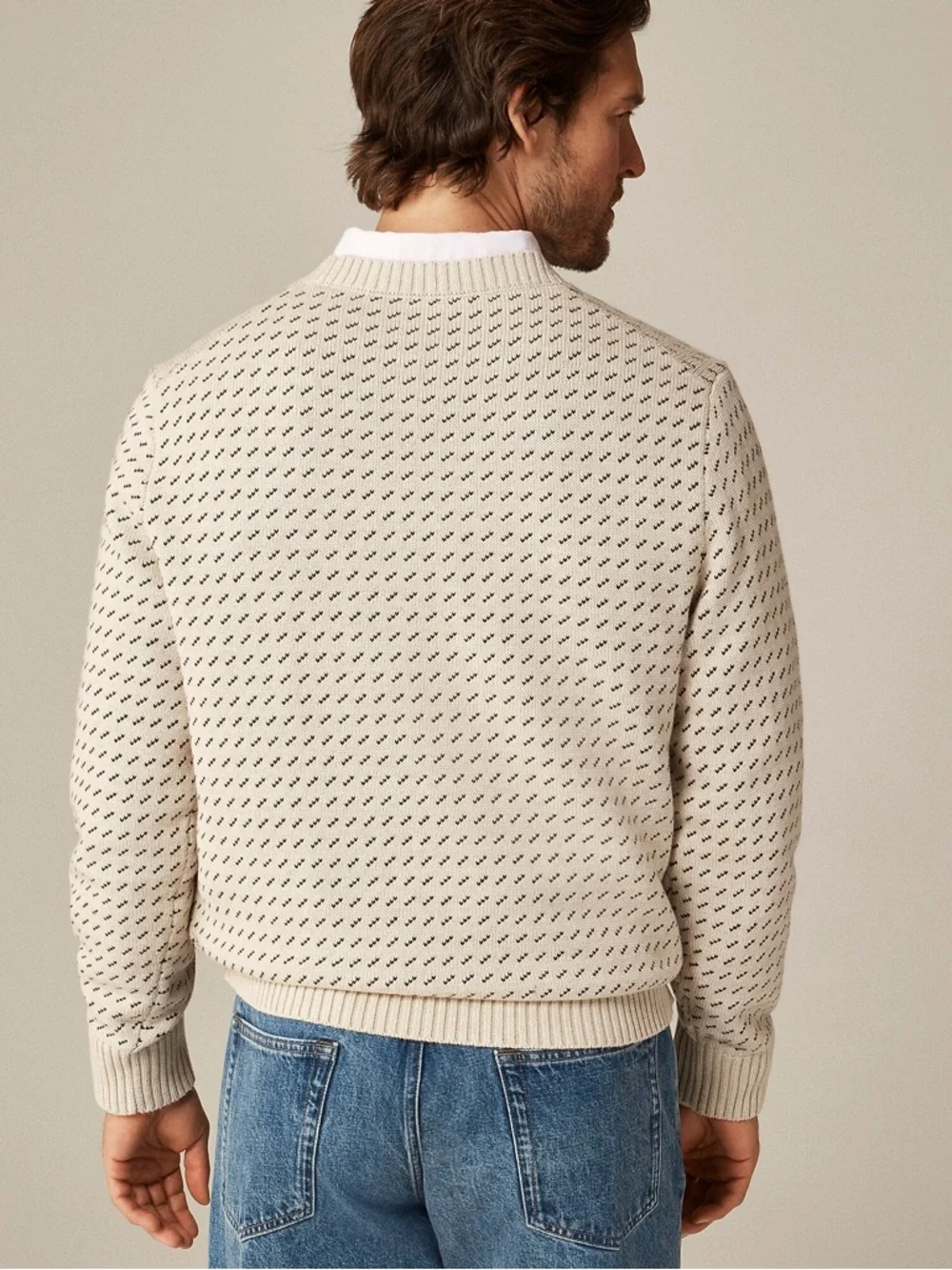 J. CREW Heritage cotton‎ sweater in bird's-eye stitch Size L NWT $118 CM312